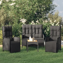 Ensemble à manger de jardin 4 pcs avec coussins noir 