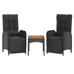 Ensemble à manger de jardin 4 pcs avec coussins noir 