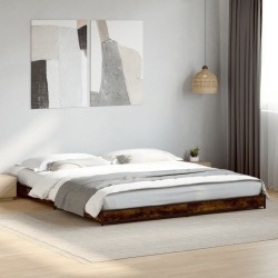 Cadre de lit sans matelas chêne fumé 200x200 cm 