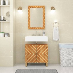 Meuble de lavabo de bain marron et noir bois massif de manguier 