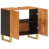 Meuble de lavabo de bain marron et noir bois massif de manguier 
