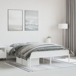 Cadre de lit métal sans matelas blanc 160x200 cm 