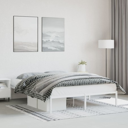 Cadre de lit métal sans matelas blanc 160x200 cm 