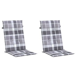 Coussins de chaise jardin à dossier haut lot de 2 carreaux gris 