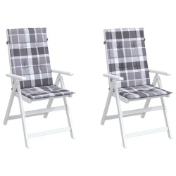 Coussins de chaise jardin à dossier haut lot de 2 carreaux gris 