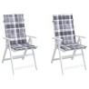 Coussins de chaise jardin à dossier haut lot de 2 carreaux gris 