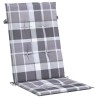Coussins de chaise jardin à dossier haut lot de 2 carreaux gris 