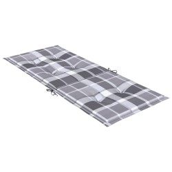 Coussins de chaise jardin à dossier haut lot de 2 carreaux gris 