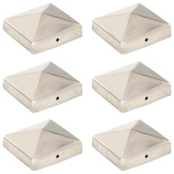 Bouchons de poteau de clôture pyramidaux 6 pcs Inox 81x81 mm 