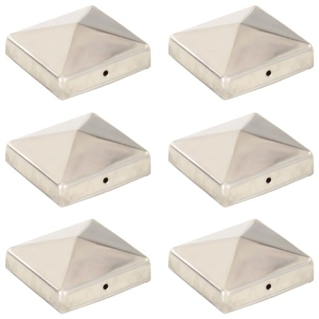 Bouchons de poteau de clôture pyramidaux 6 pcs Inox 81x81 mm 