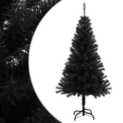 Sapin de Noël artificiel avec support noir 150 cm PVC 