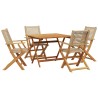 Ensemble à manger de jardin 5 pcs résine tressée et bois massif 