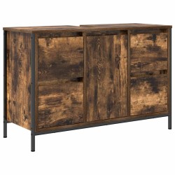 Meuble sous-vasque avec tiroirs chêne fumé 90x34,5x60 cm 