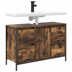 Meuble sous-vasque avec tiroirs chêne fumé 90x34,5x60 cm 