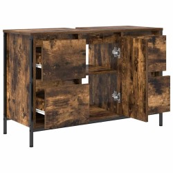 Meuble sous-vasque avec tiroirs chêne fumé 90x34,5x60 cm 