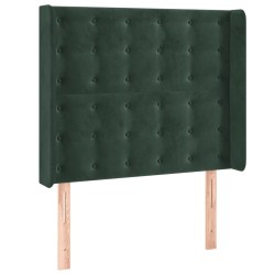Tête de lit avec oreilles Vert foncé 103x16x118/128 cm Velours 