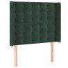 Tête de lit avec oreilles Vert foncé 103x16x118/128 cm Velours 