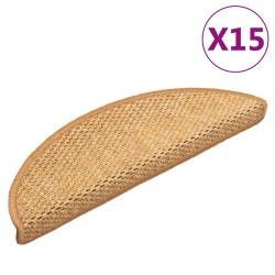 Tapis d'escalier autocollants aspect sisal 15 pcs 56x17x3 cm 
