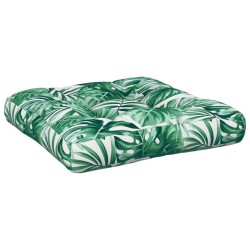 Coussin de palette motif de feuilles 60x61,5x10 cm tissu 