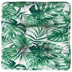 Coussin de palette motif de feuilles 60x61,5x10 cm tissu 