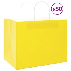 Sacs en papier 50 pcs avec poignées jaune 32x22x24 cm 