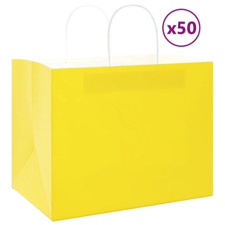 Sacs en papier 50 pcs avec poignées jaune 32x22x24 cm 