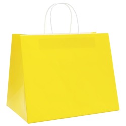 Sacs en papier 50 pcs avec poignées jaune 32x22x24 cm 