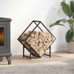 Portant de bois chauffage noir 60x25x60 cm 