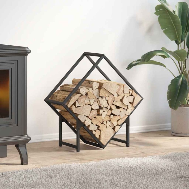 Portant de bois chauffage noir 60x25x60 cm 
