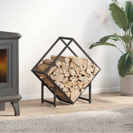 Portant de bois chauffage noir 60x25x60 cm 