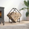 Portant de bois chauffage noir 60x25x60 cm 