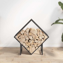 Portant de bois chauffage noir 60x25x60 cm 