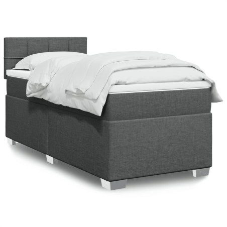 Sommier à lattes de lit avec matelas Gris foncé 80x200 cm Tissu 