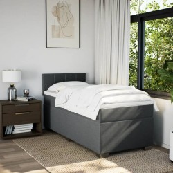 Sommier à lattes de lit avec matelas Gris foncé 80x200 cm Tissu 