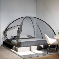 Moustiquaire mongole avec portes 220 maille noir 200x200x135 cm 