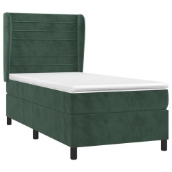 Sommier à lattes de lit avec matelas Vert foncé 90x190 cm 