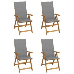 Chaises inclinables de jardin lot de 4 et coussins Bois acacia 