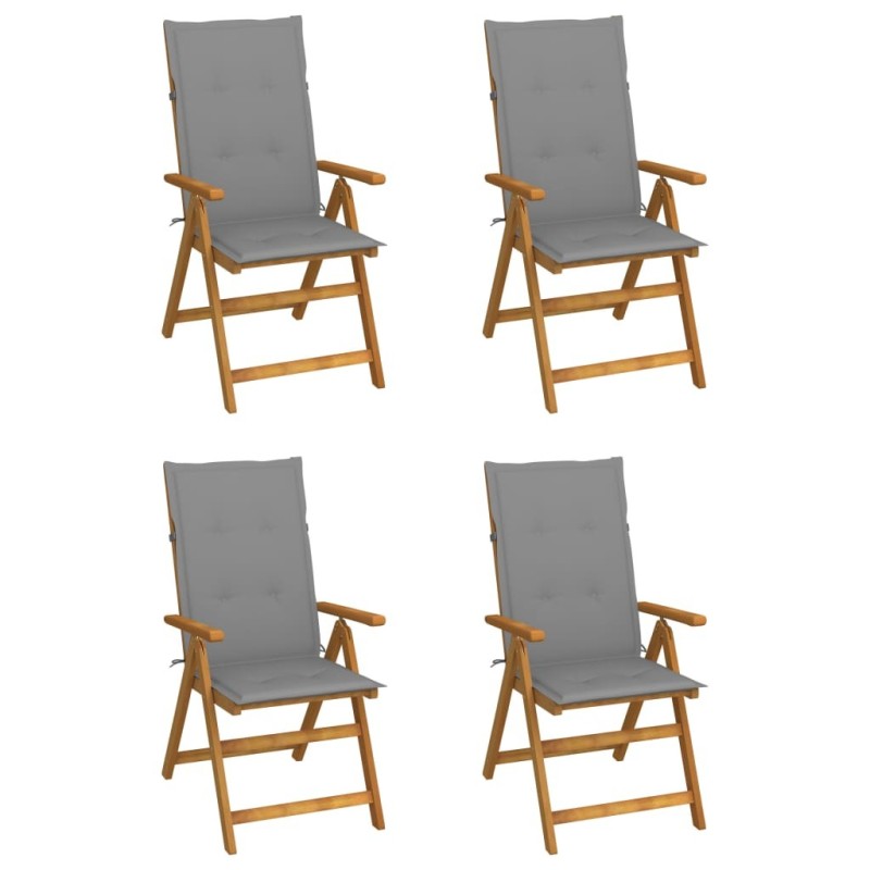 Chaises inclinables de jardin lot de 4 et coussins Bois acacia 