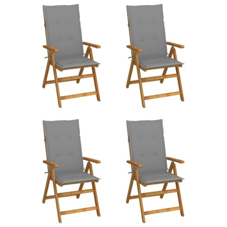Chaises inclinables de jardin lot de 4 et coussins Bois acacia 