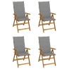 Chaises inclinables de jardin lot de 4 et coussins Bois acacia 