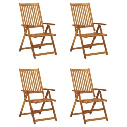 Chaises inclinables de jardin lot de 4 et coussins Bois acacia 