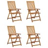 Chaises inclinables de jardin lot de 4 et coussins Bois acacia 