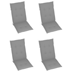 Chaises inclinables de jardin lot de 4 et coussins Bois acacia 