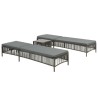 Chaises longues lot de 2 avec table Résine tressée Gris 