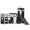 Lit superposé sans matelas avec toboggan blanc noir 80x200 cm 