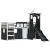 Lit superposé sans matelas avec toboggan blanc noir 80x200 cm 