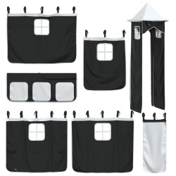 Lit superposé sans matelas avec toboggan blanc noir 80x200 cm 