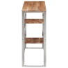 Table console argenté acier inoxydable et bois massif d'acacia 
