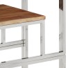 Table console argenté acier inoxydable et bois massif d'acacia 