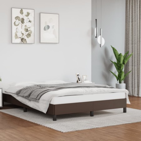 Cadre de lit sans matelas marron 140x200 cm similicuir 